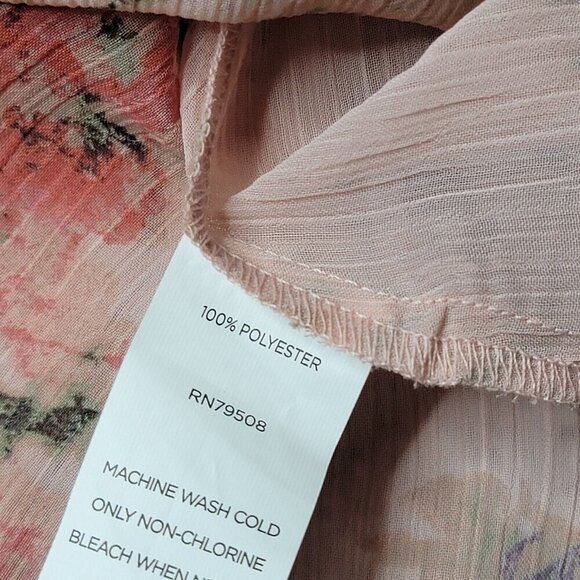 Laurie Felt Pink Blossom Florals Peasant LongSleeve Scrunch Cuff Blouse Size S - Picture 10 of 10